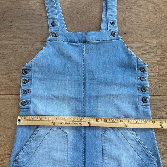 Celebrity Pink Womens Denim Pinafore Dress Light Wash Blue Mini Overall M - Picture 9 of 10